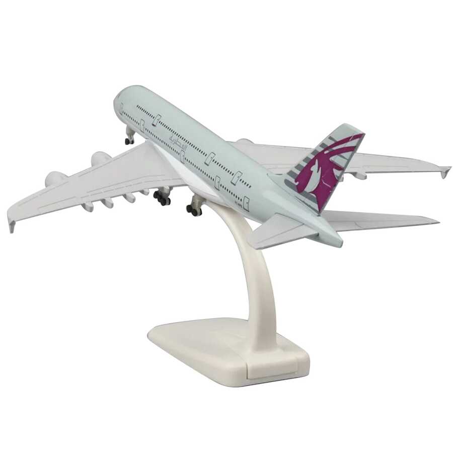 1/400 Scale 20cm Aircraft Qatar A380 Alloy Plane Model Plane Souvenir Gift - 白色 - 查看 1
