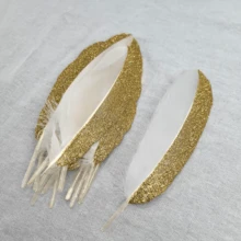50pcs 1pc Goose Feather Spray Gold 15-20cm/6-8inch Black And Gold Artificial Feathers For DIY Crafts, Wedding And Party Decorations Feather Pens Photo Props, Handmade Imitation Feathers - Mây cát tường - Xem 4