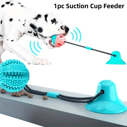 1 pieza Pelota interactiva con ventosa para perros - Goma termoplástica duradera, comedero lento con función de limpieza dental, adecuado para perros de todos los tamaños