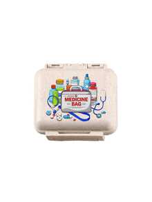 迷你六格便携药盒，印有药盒系列图案，六格小药盒，密封药盒，六日周药盒，白色雏菊向日葵字母艺术设计，旅行必备药盒，六格便携式A-Z字母药盒，每日维生素药盒，口袋药盒，收纳盒，首饰盒，医疗旅行必备品，假日旅行用品，返校用品，药品收纳包，学校应急包，旅行应急包，户外急救包 - 彩色 - 查看 9