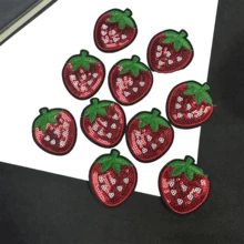 10 Peças Remendo de Lantejoulas de Cereja Vermelha Termocolante para Decoração de Roupas, Verão, Escola - Vermelho - Visão 11