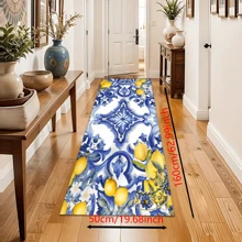 1pc Home Decor, Lemon Pattern Printed, Anti-Slip Diatomite Clay Kitchen Rug, Kitchen Mat, Floor Mat, 3D Printed Rectangle, Suitable For Living Room, Bedroom, Hallway, Bathroom, Laundry Room - Polyester Carpet, Indoor & Outdoor Home Decor