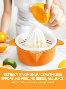 250ml Manual Heavy Duty Citrus Juicer - Lemon Lime Squeezer With Spout, Orange Flavor (Durable) - Orange - View 3