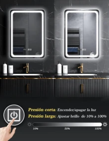Espejo Led Baño Touch Con Función Antivaho,espejo Cuadrado Con Luz Led Touch Moderno Para Baño De Lujo,espejo De Pared Regulable,3 Temperaturas De Color, Con Ajuste De Hora - Tipo de Enchufe A USA (110-127V) - Ver 6