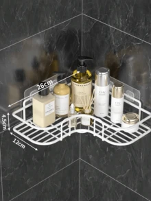 2 طقم رفوف زاوية للحمام، 2 عبوة رفوف للحمام، سلة رف حمام لاصقة مع خطافات، حامل حمام معدني مقاوم للصدأ، سوداء للعودة إلى المدرسة