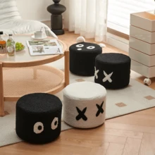 1 件木制立方体形玄关凳，创意羊毛垫脚凳，适合客厅、儿童