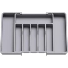 Lislark Black Plastic Cutlery Drawer Organiser Extendable Adjustable Utensil Tray Home Home Kitchen Insert Storage Rack 38*57*5cm - Màu xám C1 - Xem 8
