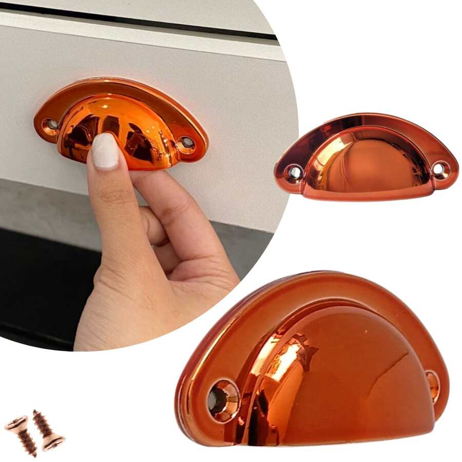 Kit Of 2 Colonial Shell Model Handles With Premium, High-Quality Finish For Drawers, Cabinets, Dressers, Furniture In General - Oro rosa - Ver 1