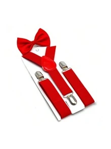 Unisex Kids Y-Back Suspender & Bow Tie Set, Children Suspenders + Bow Tie 2pcs/Set