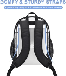 Back To School Clear Backpack – Heavy Duty Transparent Book Bag For College, Concerts & Travel - 黑色 - 查看 4