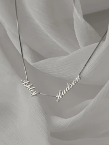 1pc Personalized Minimalist 18K Gold Plated Stainless Steel Necklace, High Quality Customized Gift For Wife, Mother, Grandmother - Silver - View 4