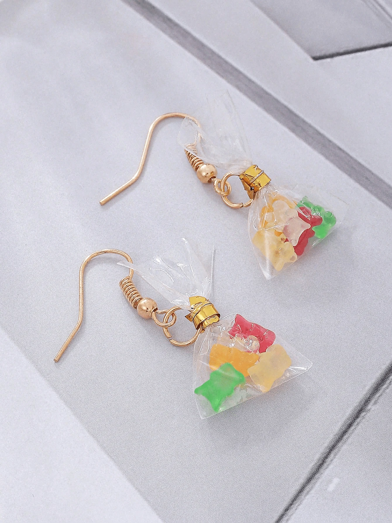 1pc Creative Mini Bear Candy Bag Model Pendant Earring Women Party Gift Daily Decoration - Multicolor - View 1