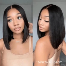 Straight V Part Wig Glueless Straight V Part Wig Human Hair For Women 200% Density V Shape Wigs Human Hair Glueless V Shape Wigs No Leave Out Natural Color Suitable For Parties Dinners Daily Life Travel Etc - Natural Black - 查看 4