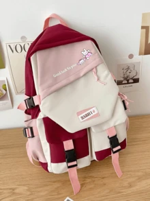Women's Korean School Backpack Large Capacity Waterproof Backpack Without Keychain - 紅色 - 查看 2