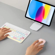 Bluetooth Keyboard Mouse Set, Portable Wireless Keyboard (150mAh) Mouse Set, Compatible With Samsung Tablets, Apple IPad (IOS 13 And Above), Android Smartphones, Windows Systems, Christmas/New Year Gift (2026) (Dessert)