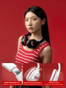 Coca Cola Stereo Bluetooth Headphones Over Ear, 10 Hours Playtime Wireless Headphones With Up To 300 Hours Battery Standby, Support Answer Call(Black), Wired Mode, Type C Port, Premium Gift For Friend, Classic Best Seller Of Store, Foldable & Portable, Black - T18-multicolor - View 5