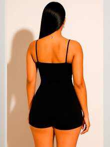 Women's Gym Jumpsuit With Star Straps - 黑色 - 查看 3