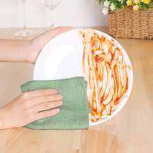 12x12 Inch Multi-Pack Waffle Check Pattern Dish Cloth Rags, Thick Absorbent Kitchen Cleaning Towels