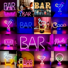 1 pieza Letrero de neón decorativo de pared para bar, luz LED con pilas o alimentación USB con diseño de jarra de cerveza, copa de cóctel, jarra de cerveza, letrero de neón de bar para habitación, dormitorio, decoración de bar