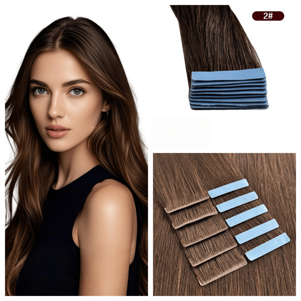 Invisi Edge Tape In Extensions Real Human Hair Seamless Injected Hand-Tied Tape Ins 20PCS/Pack 12 16 20inches For Women