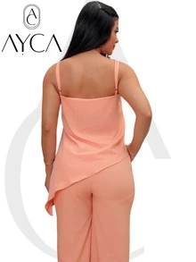 Symmetrical Simple Casual Elegant Asymmetrical Pocket Formal And Evening Set Winter Summer Autumn - 橘色鮭魚 - 查看 3