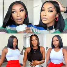 Straight V Part Wig Glueless Straight V Part Wig Human Hair For Women 200% Density V Shape Wigs Human Hair Glueless V Shape Wigs No Leave Out Natural Color Suitable For Parties Dinners Daily Life Travel Etc - Natural Black - 查看 7