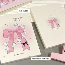 1 pièce Nouveau cahier vierge A5 avec nœud, lapin, , beau cœur. Cahier épais pour étudiants, idéal pour le dessin et les brouillons