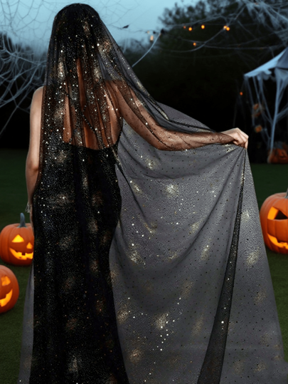 1 pieza Velo de novia negro con brillo de 3 metros de largo, adecuado para la catedral de la boda, fotografía de boda, con peine para el cabello