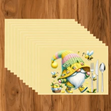 1 buc/4 buc/6 buc covoraș de masă din in cu model de elf, potrivit pentru masă, decor pentru toate anotimpurile, covoraș de masă modern lavabil, decor pentru cameră, suporturi pentru pahare, bucătărie, petrecere în interior și exterior, decor pentru casă, cadou ideal - Multicolor - Vizualizare 11