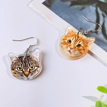 Personalized Pet Portrait Earrings,Custom Dog Cat Photo Jewelry,Birthday Gift Acrylic,Handmade Memorial Keepsake For Pet Lovers,Personalized Double Sided Cutout Photo Acrylic Dangle Earrings, Birthday Gift For Women Girls