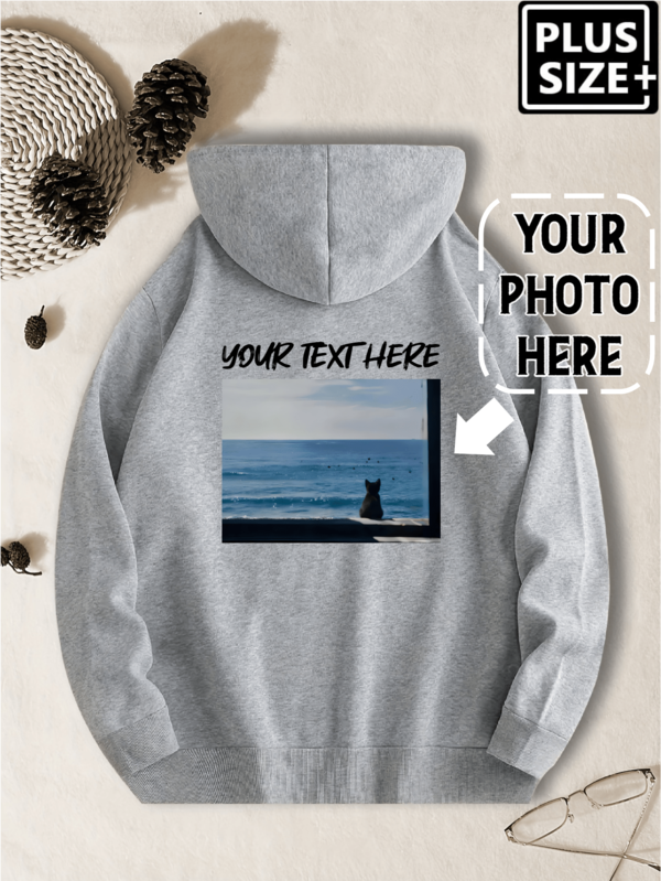 Sudadera con capucha térmica con cordón y gráfico personalizado para hombre, otoño e invierno