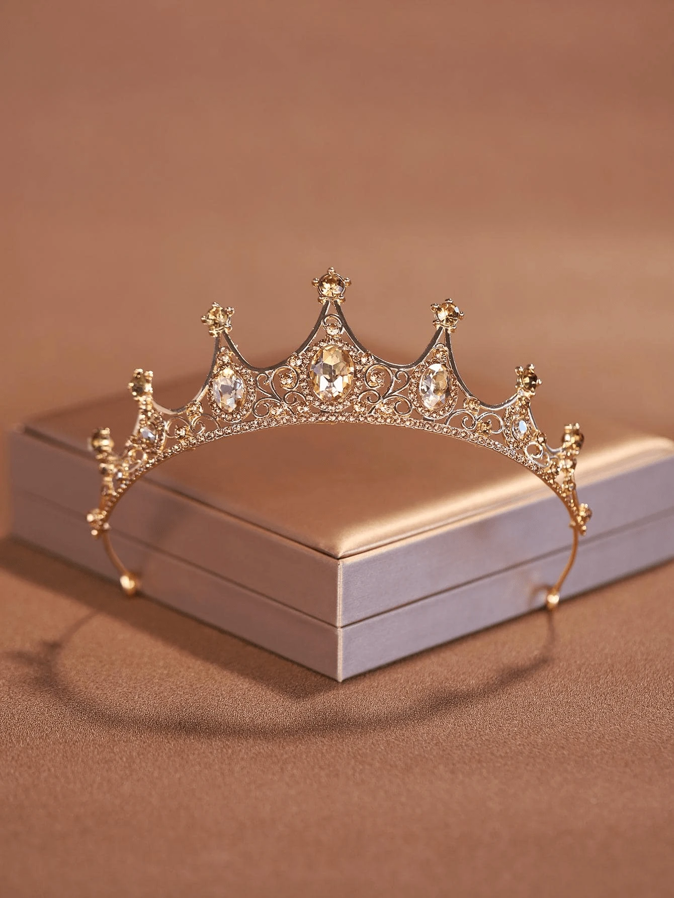 1pc Fashionable & Elegant Alloy Crown Hair Accessory Suitable For Women's Wedding Party (Recommend Using U-Shaped Clip For Additional Support) - Burnt Orange - View 1