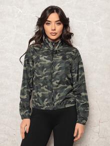 Women's Microfiber Cropped Jacket, Water Resistant And UV Protection - Versatility, Comfort, Style - Dark Green - View 1