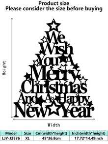 1 Pieza Pintura de pared de arte de hierro con tema navideño - Estilo industrial - Lámina de hierro cortada con tratamiento antioxidante - Perfecto para decoración de sala de estar, dormitorio, escena de fiesta de Navidad, escaparate de tienda - Regalo ideal para Navidad y Año Nuevo - Diseño simple de estrella y árbol de Navidad en blanco y negro, decoración del hogar, decoración de pared, decoración de habitación, decoración de sala de estar