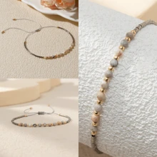 1pc Artisanal Bohemian Natural Stone Bracelet – Adjustable & Allergy-Friendly, Perfect For Daily Wear & Style Boost