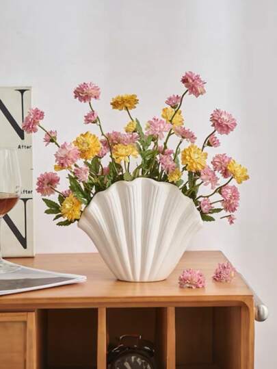 Wit Nordic Shell Shaped Resin Vase Home ation, Desktop Artificial Flowers, Plant Supports, Tableware, Flower Arrangement, Easy To Ceramic Vase, Ins Hydroponic Fresh Arrangement Homestay Model Room Glass view 3