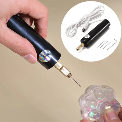 1 套便携式迷你电钻，5 件 USB 供电高速钢电手钻，5V/10W/空载转速 1100r/Min，适用于珠宝制作、木工和金属加工、迷你手持钻、珠宝制作 DIY、木工、金属和珠宝工具电钻、迷你手持旋转工具