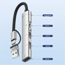 Lector de tarjetas de memoria tipo C a SDTF, expansor HUB, teléfono móvil, computadora, conectado a la carga de auriculares USB - Plateado - Ver 8