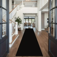 1pc Black Velvet Printed Runner Rug, Suitable For Hallway, Kitchen, Living Room, Dining Room, Entryway, Also Can Be Used As Doormat, New Arrival, Machine Washable, Soft And Skin-Friendly Material, Great Gift Idea - Black - View 3