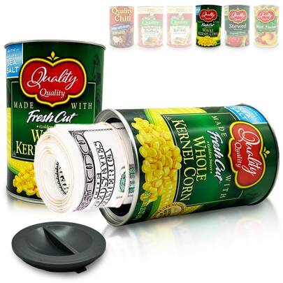 Kreativ förvaringslåda i form av en burk, dolt förvaringsutrymme, spargris, dolt fack, hemligt kassaskåp, hemlig förvaring, personlig förvaringslåda, kan användas som överföringskassaskåp, gömd i köksskåp, skyddar dina värdesaker - såsom smycken, kontanter, mynt, bilnycklar - säker förvaring i hemmet, lämplig för utomhusbruk, fester, mediciner, smycken, kontanter och andra värdesaker