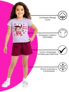 10 Piece Kit 5 Assorted Sets Of Girls' Clothing: T-Shirt/Blouse + Shorts/Bermuda Shorts Summer Printed - 彩色 - 查看 2