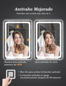 Espejo Led Baño Touch Con Función Antivaho,espejo Cuadrado Con Luz Led Touch Moderno Para Baño De Lujo,espejo De Pared Regulable,3 Temperaturas De Color, Con Ajuste De Hora - Tipo de Enchufe A USA (110-127V) - Ver 5