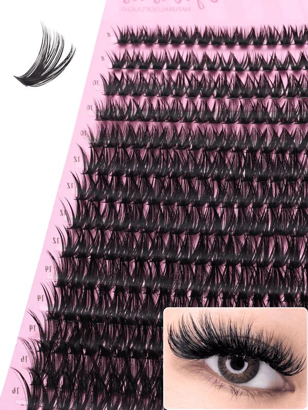"280PCS Individual Lash Clusters Russian Volume D Curl 8-16mm, Natural Look Eyelashes Ultra Fluffy&Halloween Dramatic&3D Effect, Reusable Individual Eyelash Extension Kit Suitable For Daily Life&Wedding&Stage&Travel&Party Glam, -For Christmas&Halloween&Gifts&New Year's Eve Glam Lashes Gift, For Women"