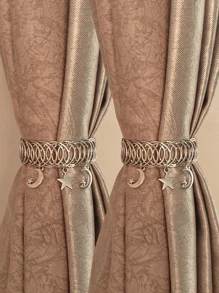1/2 szt./zestaw metalowych klipsów do zasłon w kształcie gwiazdy i księżyca w stylu vintage, proste klamry do zasłon, odpowiednie do salonu, sypialni, gabinetu, dekoracji domu, prezentów urodzinowych, akcesoriów do zasłon, prezentów na Halloween, dekoracji na Halloween, dekoracji na jesień, dekoracji pokoju, dekoracji ściennych, naklejek ściennych