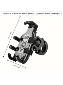 1个黑色摩托车手机支架 - 防震耐用PVC材质，可调节旋转设计，适用于大多数智能手机，适用于摩托车、自行车、电动自行车
