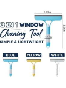 3-In-1 Sprayer Bristle Brush Wiper Strip Window Cleaning Wiper Multifunctional Glass Mirror Wiper Microfiber With Spray Bottle Scrub Home Car Cleaning And Home Cleaning Tools Suitable For Outdoor Gardens Clean Yourself Car Doors, Windows And Windshield Cleaner Portable Easy Storage (White + Yellow + Blue) - Multicolor - View 13