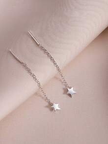 925 Sterling Silver Star Earrings For Women, Minimalist Elegant Earrings, Unique Design, Hypoallergenic, Suitable For Ear Cartilage And Earlobe, New Jewelry