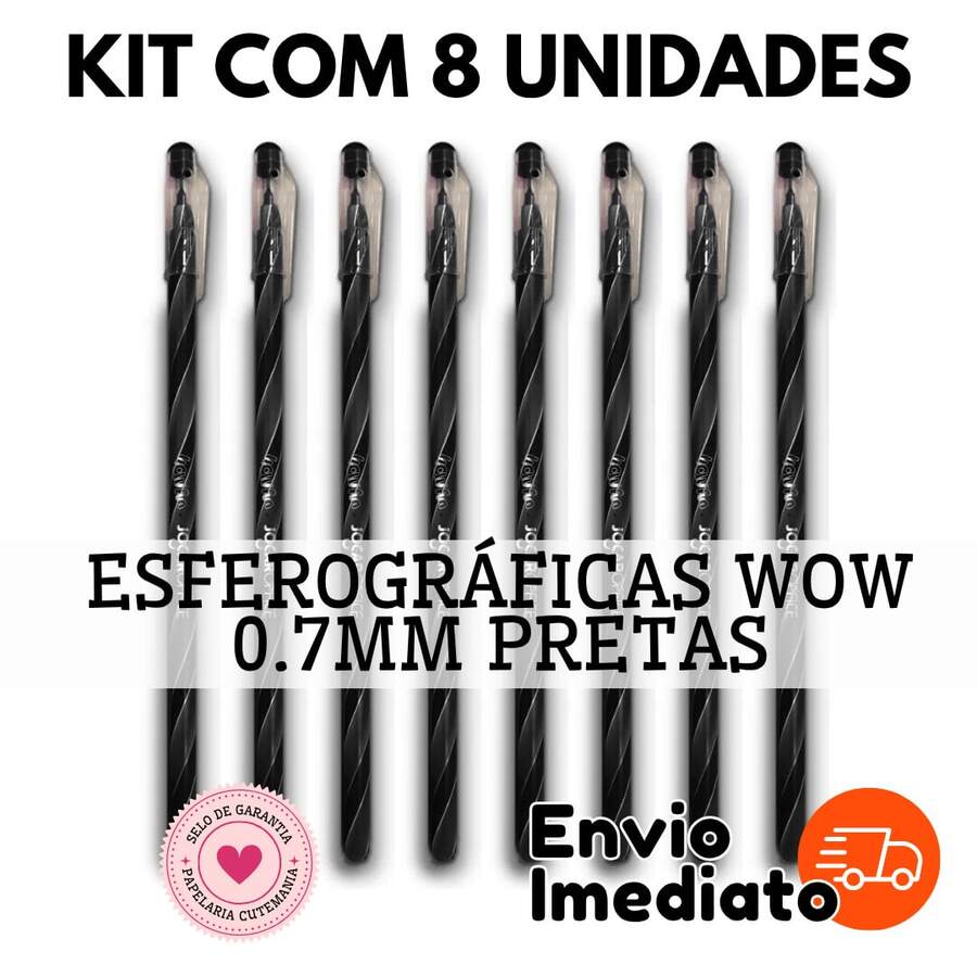 Wow Fun 8-Piece Ballpoint Pen Set 0.7mm – Blue And Black | Smooth Writing - 8 黑色 - 查看 1