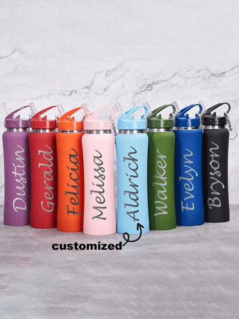 1pc Personalized Engraved Water Bottle, Custom Name Bottle, Stainless Steel, Insulated Water Bottle, Sports Water Bottle, For Daily Use, Suitable As Gift For Family, Colleagues, Best Friends, Siblings, 500ml Large Capacity With Straw,Camping & Hiking Gear,Multi-Functional,Ornamental,Reusable,Exquisite,Stylish,High-Quality,Colorful,Modern,Custom,Personalized,Unique,Ideal Gifts For Him,Ideal Gifts For Her,Boyfriend,Dad,Girlfriend,Mom,Family,Friends,Tea Room,Home,Garden,Office,For Anniversaries,For Valentine's Day,For Mother's Day,For Birthdays,For Father's Day,For Graduation,For Weddings,For Housewarming,Brunch-Ready