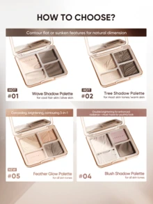 JUDYDOLL 二合一高光修容盘 9g，哑光高光腮红盘，适合初学者，自用或送礼，实用便携，适合化妆、派对、约会、婚礼等场合 - 05 Feather Glow Palette - 查看 5